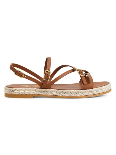 Tod's Leather Espadrille Platform Sandals In Cuoio