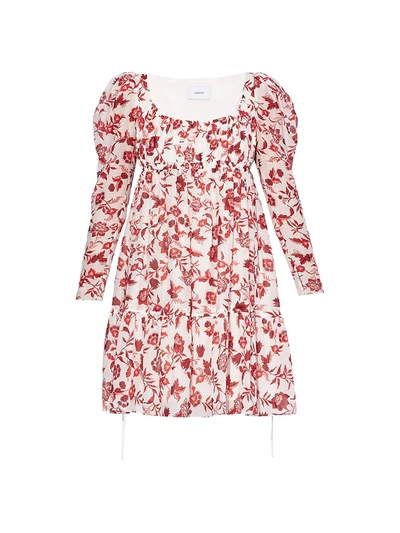 Erdem Sibyl Floral-print Cotton And Silk-blend Voile Mini Dress In Rot