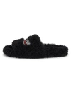 Balenciaga Campaign-logo Faux-shearling Slides In Black White