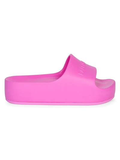 Balenciaga Womens Pink Logo-print Rubber Pool Sliders 8 In Pink
