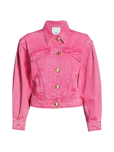 Acler Florence Cropped Denim Jacket In Neon Pink