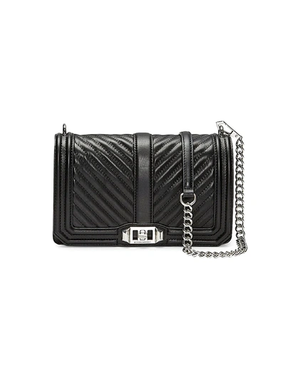 Rebecca Minkoff Women's Love Chevron Quilted Leather Crossbody Bag In Black