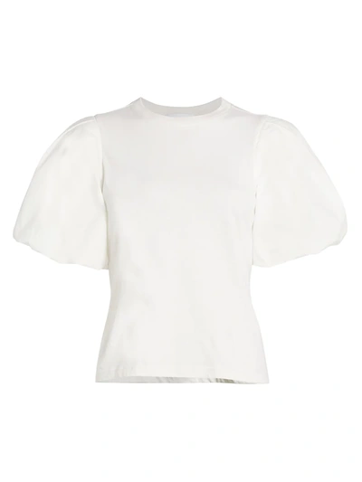 Jonathan Simkhai Standard Denise Puff-sleeve Organic Cotton T-shirt In White