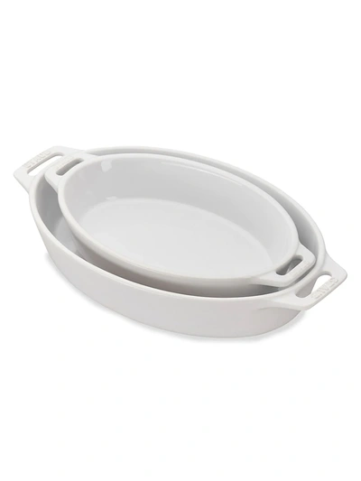 Staub Ceramic Oval Baking Dish 2-piece Set In White