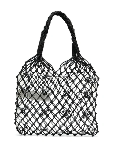 Msgm Woven Mesh Tote In Black