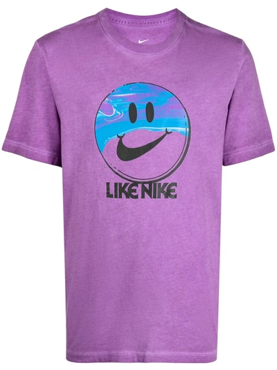 Nike Motif Print T-shirt In Purple