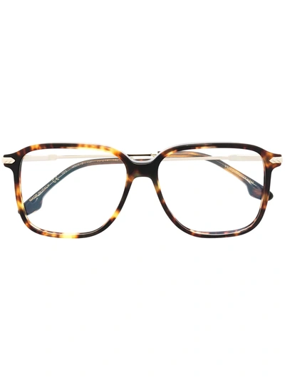 Victoria Beckham Tortoiseshell Square Frame Glasses In Gold