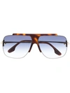 VICTORIA BECKHAM TORTOISESHELL-EFFECT PILOT-FRAME SUNGLASSES
