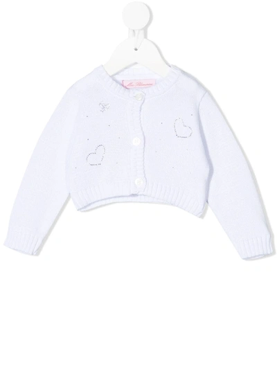 Miss Blumarine Babies' Sequin-embellished Knitted Cardigan In White