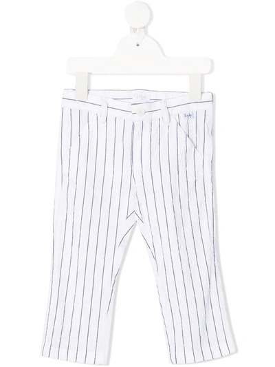 Il Gufo Babies' Striped Fitted Trousers In Bianco