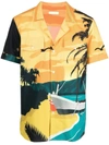 BALMAIN BEACH-PRINT COTTON SHIRT