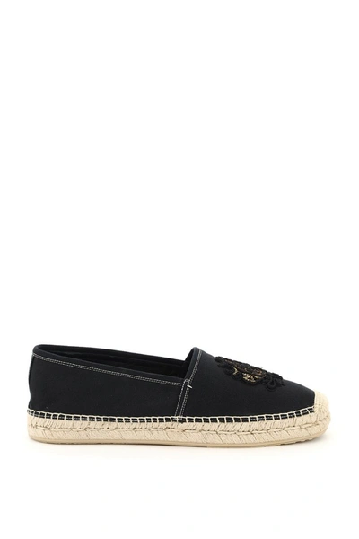 Dolce & Gabbana Canvas Espadrilles With Embroidered Patch In Black