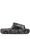 Duoltd Bandana-print Platform Slides In Black
