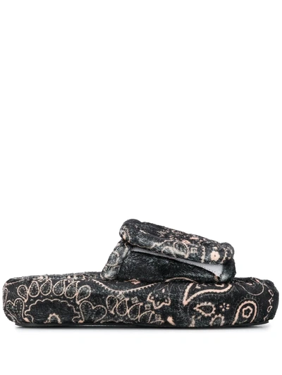 Duoltd Bandana-print Platform Slides In Black