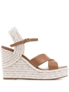 Jimmy Choo Dellena 100 Leather Espadrille Wedge Sandals In Brown