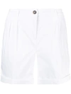 Fay Pleated Straight-leg Shorts In White