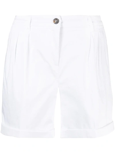 Fay Pleated Straight-leg Shorts In White