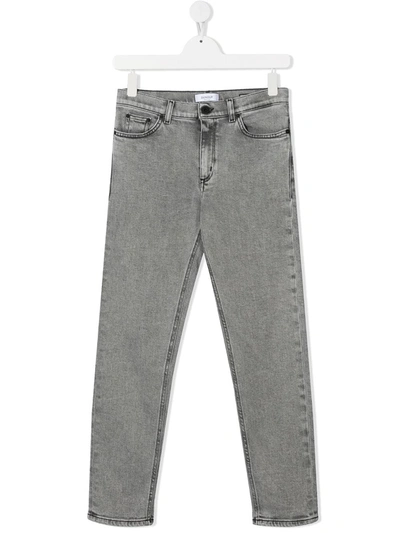 Dondup Teen Washed Denim Jeans In Grey