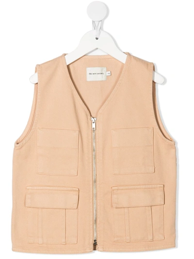 The New Society Kids' Zip-up Waistcoat In Neutrals