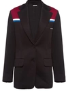 Miu Miu Colour-block Single-breasted Blazer In Black