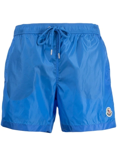 Moncler Logo-patch Swim Shorts In Blue