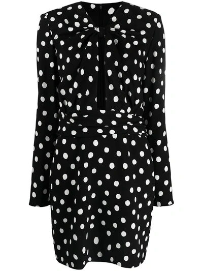 Saint Laurent Polka-dot Minidress In Black