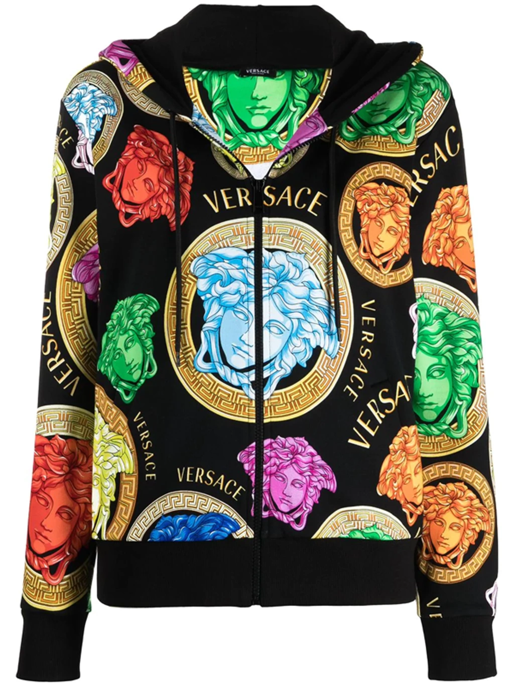 Versace Medusa Amplified-print Zip Hoodie In Nero Multicolor