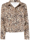 Liu •jo Leopard-print Raw-cut Jacket In Neutrals