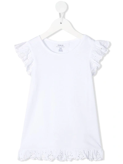 Ralph Lauren Kids' Ruffle Short-sleeve T-shirt In White