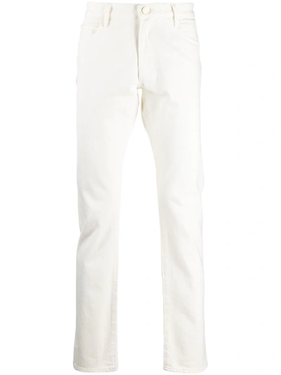 Giorgio Armani Straight-leg Stretch-cotton Trousers In Off White