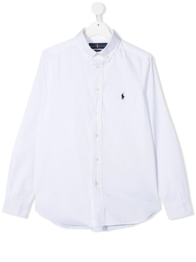 Ralph Lauren Kids' Logo Embroidered Shirt In White