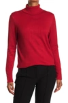 Joseph A Turtleneck Button Sleeve Pullover Sweater In Chestnut