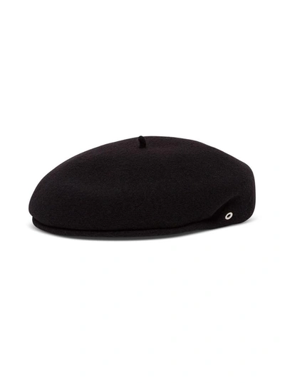 Marine Serre Moon Classic French Beret In Black Felted Wool
