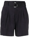 P.a.r.o.s.h Belted Suede Shorts In Blue
