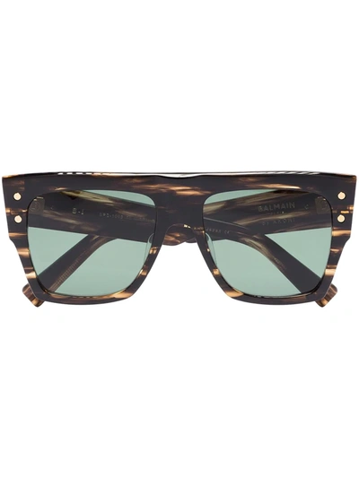 Balmain Tortoiseshell Square-frame Sunglasses In Brown