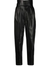 Philipp Plein High-waisted Leather Trousers In Black
