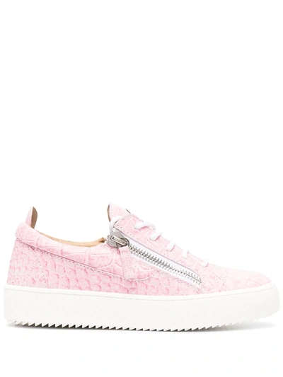 Giuseppe Zanotti Zip-detail Lace-up Trainers In Pink