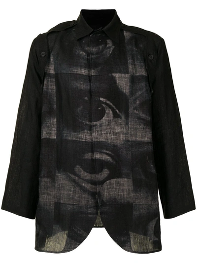 Yohji Yamamoto Eye-print Button-up Shirt In Black