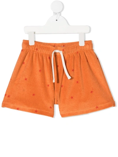 Tiny Cottons Kids' Star Print Terry Cotton Shorts In Orange