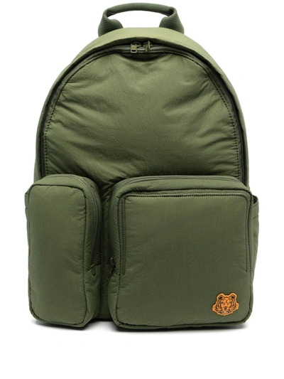 Kenzo Logo-patch Padded Backpack In Green
