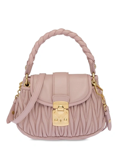 Miu Miu Miu Coffer Matelassé Nappa Leather Handbag In Opal