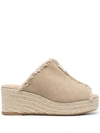 Castaã±er Queral Raw-cut Wedge Espadrilles In Neutrals