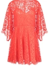 Valentino Wide-sleeve Lace Dress In Pink