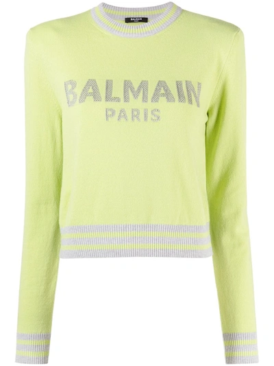 Balmain Logo Jumper In Green