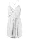 Iro Louxor Gathered Metallic Knitted Mini Dress In Silver