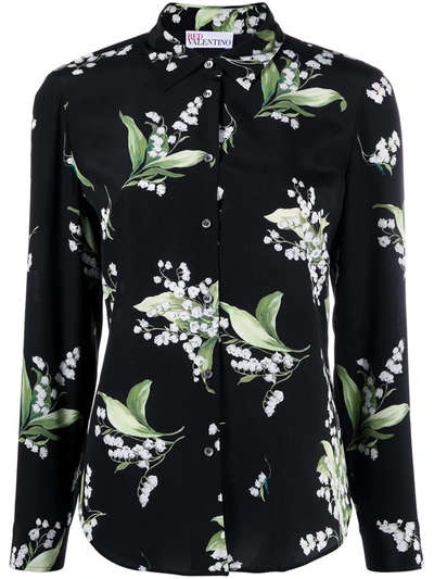 Red Valentino Floral Pattern Shirt In Black