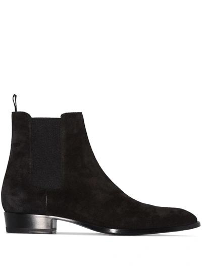 Saint Laurent Black Wyatt 30 Suede Chelsea Boots