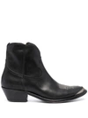 Golden Goose Young Ankle Boots In Leather With Cowboy-style Decoration In Black