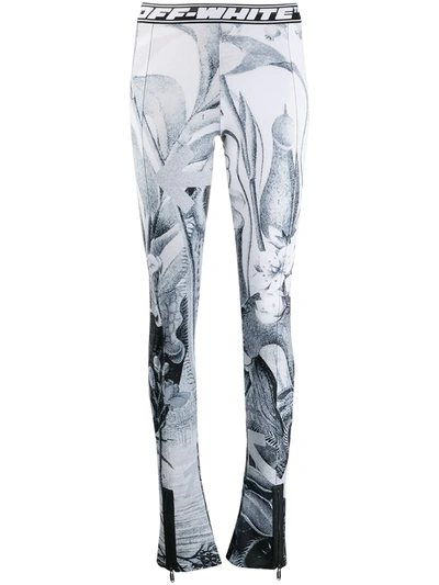 Off-white Botanical-print Zip-ankle Leggings In White