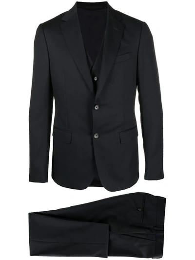 Z Zegna Wool Three-piece Suit In Blue